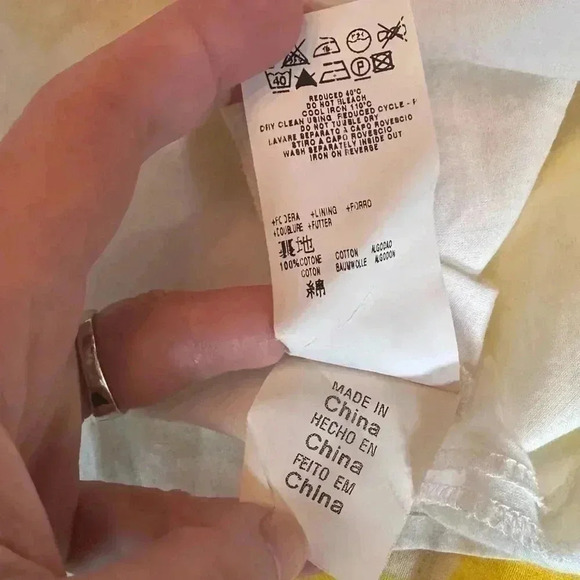 See by Chloe Yellow and White 109% Cotton Blouse Size 6 - Picture 9 of 9